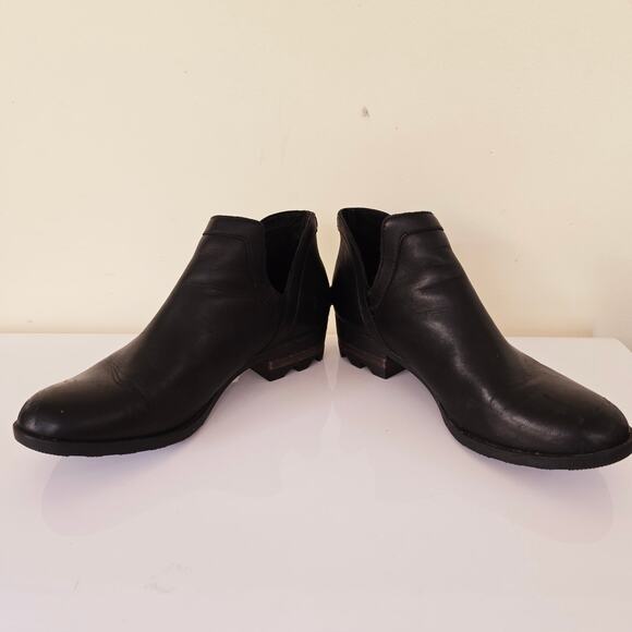 Sorel Lolla II Cut Out Bootie Black Leather Ankle Boots Women's Size 9.5 - Picture 7 of 10